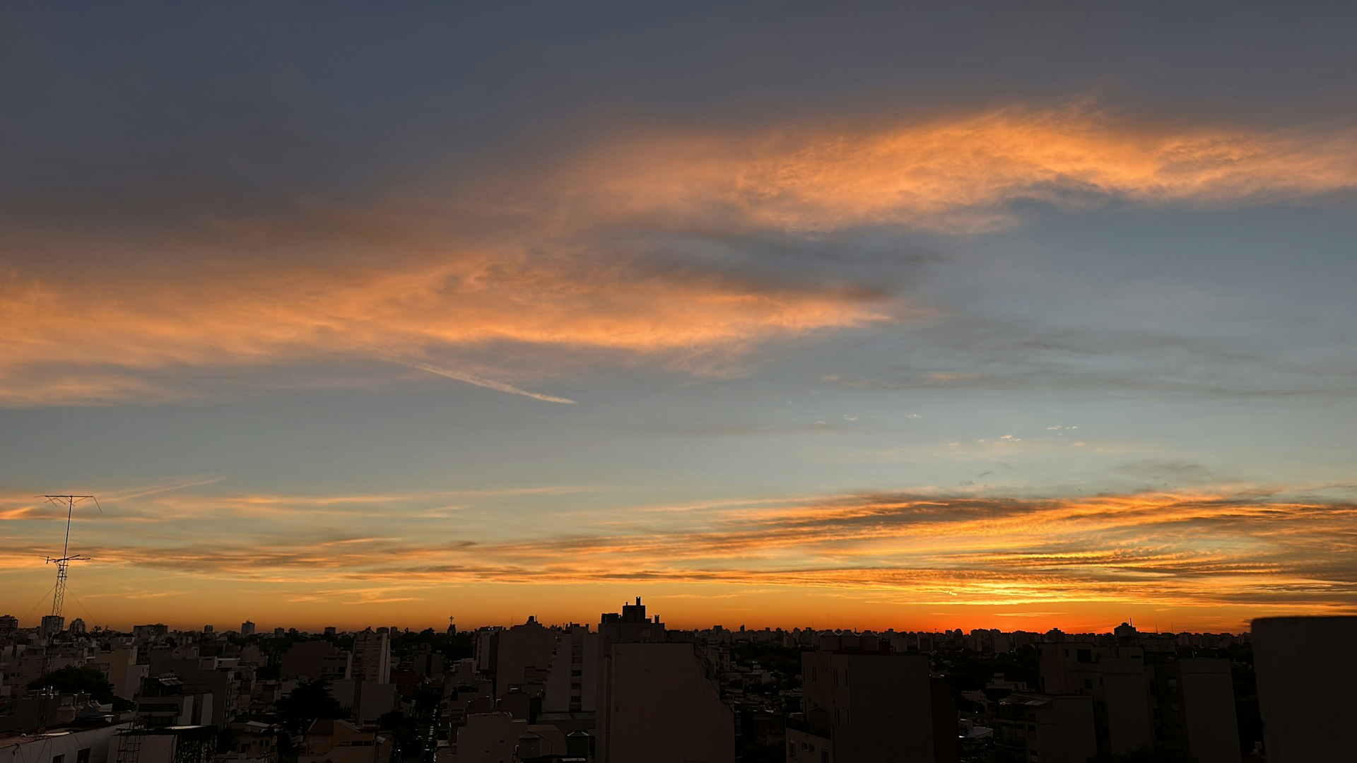 Aerial view of residential towers in Buenos Aires at sunset